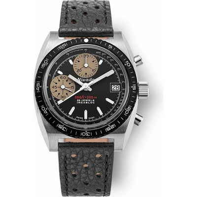 Nivada Grenchen Autochron White - Black Racing Strap