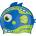 Finis animal heads parrot fish blue син
