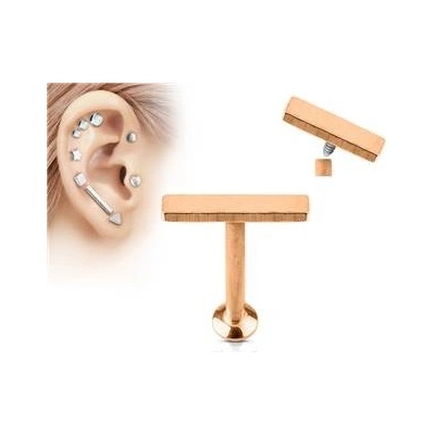 Šperky4U zlatý piercing do brady labreta obdélník LB1031RD-1206