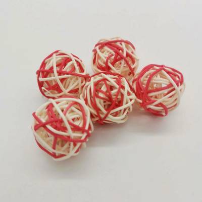 Ratan ball 4 cm / 30 kusů - bíločervená - SU1023