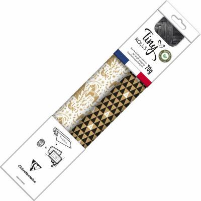 CLAIREFONTAINE Tiny Rolls, černá/bílá + stuha, kraft 70 g, 5 × 0,35 m