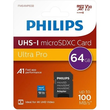 Philips microSDXC 64GB C10/UHS-I/V30 FM64MP65B/00
