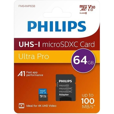 Philips microSDXC 64GB C10/UHS-I/V30 FM64MP65B/00