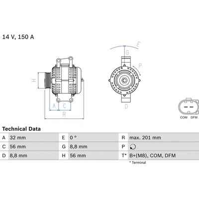 Alternátor BOSCH 0 986 046 300