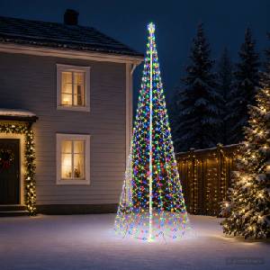 vidaXL Спирална коледна елха с LED светлини и колче EKENAS 500 см (42056604)
