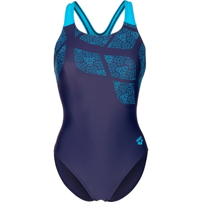 arena Дамски бански костюм Arena Women's Kikko Swimsuit Swim Pro Back Swimsuit - Navy / Turquoise - размер 42 (EU) (150-5857-0515)