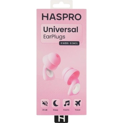 HASPRO Universal Pink opakovane použiteľné silikónové ušné štuple, ružové 1 pár