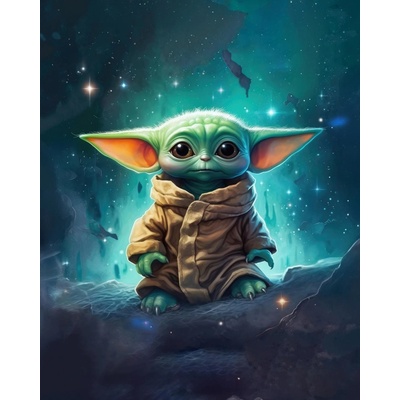 ZUTY Obrazy na stěnu - Baby Yoda a jeho moudrost Rozměr: 40x50 cm, Rámování: vypnuté plátno na rám