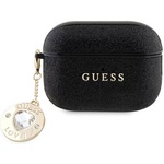 Guess GUAP2PGEHCDK калъф за AirPods Pro 2 черен с фиксирани блестящи сърца и диамантен висулка (GUAP2PGEHCDK)