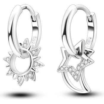 DELIS Сребърни обеци от проба 925, jw580, модел слънце и луна, с родиево покритие (jw580)