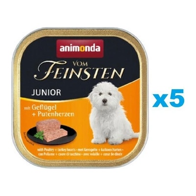 Animonda Vom Feinsten Junior hydina a morčacie srdcia 5 x 150 g