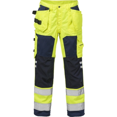 Fristads Výstražné pracovné nohavice 2025 PLU Výstražná žltá Námornícka modrá