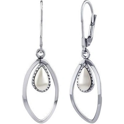 Silvego Strieborné visiace oválne náušnice Moana s pravou perlou STF5367EPW