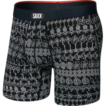Saxx Мъжко синтетично термобельо Saxx Vibe Xtra Boxer Brief Fly Synthetic base layer - Island Lineup / Black (014-2279-2311)