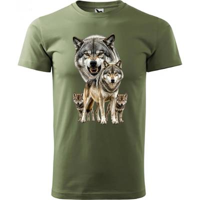 Maverprint tričko Vlčia svorka Sila divočiny khaki