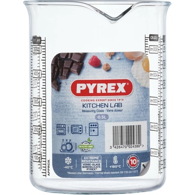 Skleněná odměrka s nálevkou PYREX 500ml