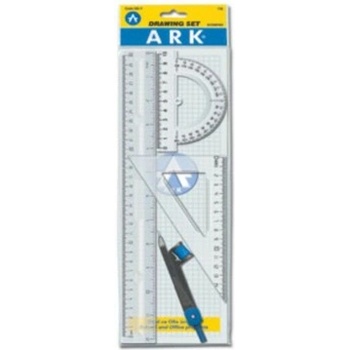 Image 1 of ARK Чертожен комплект Ark 025-9, съдържа транспортир, тръгълник, линя, пергел, прозрачни (OK18025)