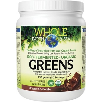 Natural Factors Whole Earth & Sea | 100% Fermented Organic Greens, Chocolate [438 грама] Шоколад