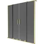 Mexen Velar L Duo параван за вана с 2 крила, плъзгащ се, 150 x 150 см, графит, златисто четкан - 896-150-003-42-55 (896-150-003-42-55)