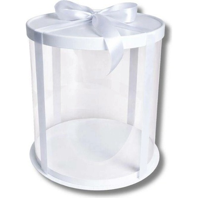 Cake Star Plastový kulatý box na dorty bez stuhy 4Cake bílý (31 x 31 x 34 cm)