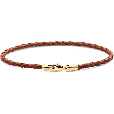 Daniel Wellington Hnědý pletený kožený náramek St Mawes Daniel DW0040174 17,5 cm