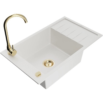 Mexen Elias мивка гранитна 1-камерна с отцедник и кухненски смесител Telma, бял - 6511-20-670200-50 (6511-20-670200-50)