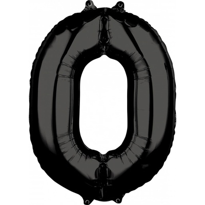 Balónek fóliový číslo "0" černý 66 cm metalický