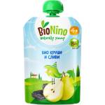 BioNino Био плодова закуска BioNino - Пауч с круши и сливи, 4 м+, 90 g (BN2515) - baby