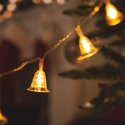 Family LED svetelná reťaz zvonček 20 LED 2,3 m teplá biela 3 x AA