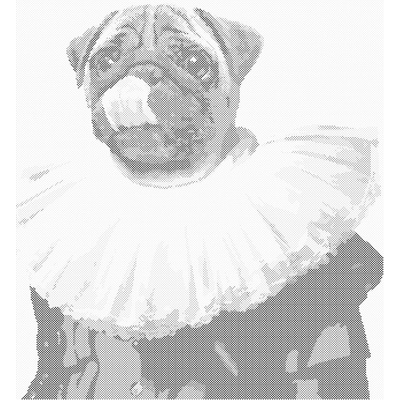 ZUTY Bodkovanie - KRÁLOVSKÝ PES - MOPS Rámovanie: bez rámu a bez vypnutia plátna, Rozmer: 40x50 cm