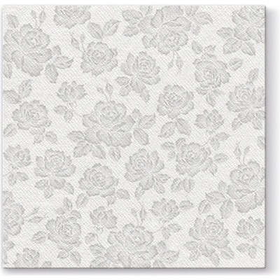 PAW ubrousky Airlaid L Subtle Roses Silver 40x40cm