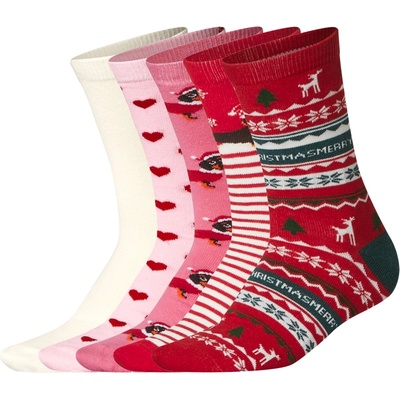 Esmara dámské ponožky 5 párů růžová/bílá/červená – Zbozi.Blesk.cz