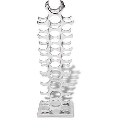 vidaXL Stojan na víno hliníkový stříbrný 27 láhví