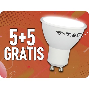 V-TAC LED žiarovka GU10 4,5W, 400lm, 100°, 5+5 Denná biela 4000K