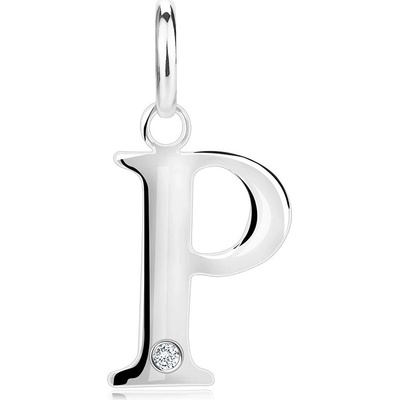 Šperky Eshop Diamantový přívěsek ze stříbra velké písmeno P kulatý briliant X21.05