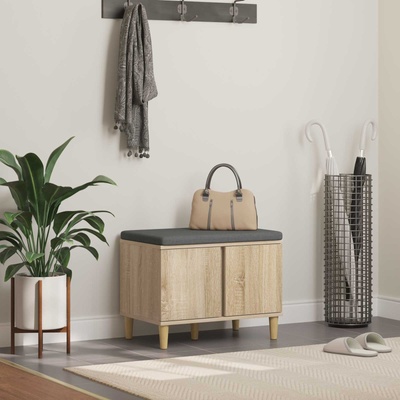 vidaXL Пейка за коридор с възглавница Сонома дъб 60 x 38 x 46 см (891522)
