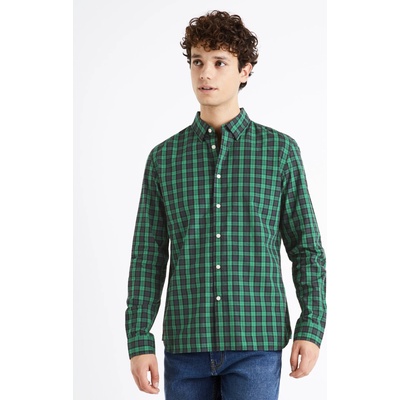 Celio Черно-зелена мъжка карирана риза Celio Dawayne Celio | Zelen | МЪЖЕ | S
