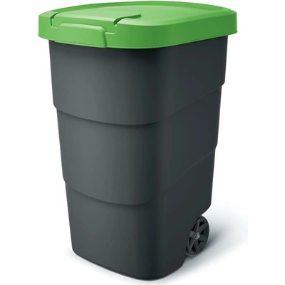 Prosperplast Popelnice s odolnými kolečky Wheeler antracit se zeleným víkem 95 l