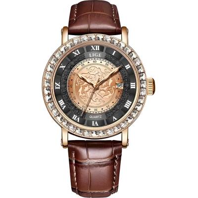 LIGE Часовник lige de-29499 - Кафяв / Златен / Черен kp29499 (de-29499)