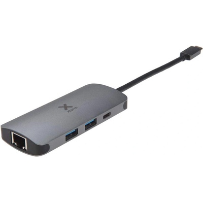 A-solar Xtorm XC004 USB-C Hub 4in1 Ethernet, USB-C, 2xUSB-A - мултифункционален хъб за свързване на допълнителна периферия за MacBook и устройства с USB-C (тъмносив)