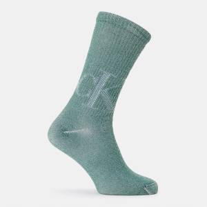 Calvin Klein Чорапи Calvin Klein Men's Crew Socks - Drk Grn/White