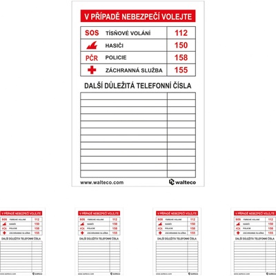 Walteco Důležitá telefonní čísla, 70x100mm, samolepka Množství: 5 ks , 20173BP1