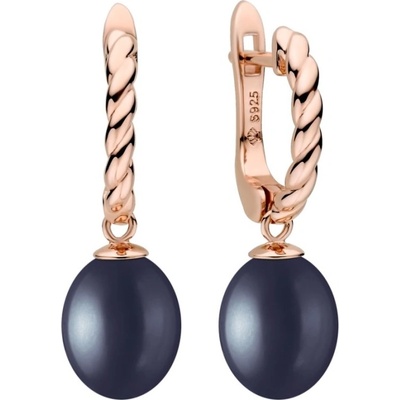 Gaura Pearls stříbrné náušnice s černou perlou Diane SK22516GEL/B zlatá Černá