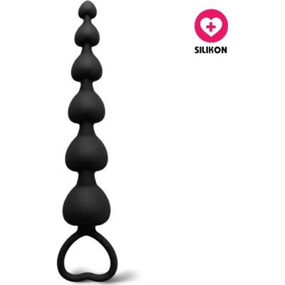 VšeNaSex Silikonové anální kuličky Beaded Hearts černé – Zbozi.Blesk.cz