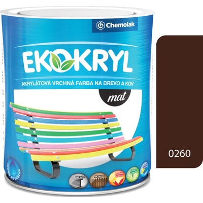 CHEMOLAK EKOKRYL Mat V2045 0260 hnedá 0,6l