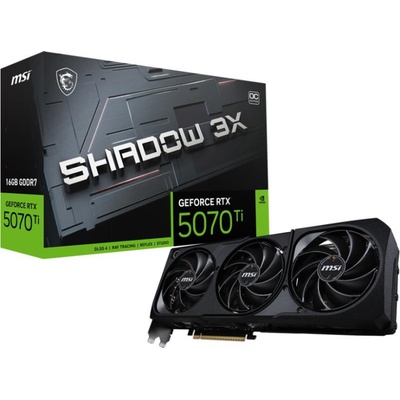 Видео карта Nvidia GeForce RTX 5070 Ti, 16GB, MSI SHADOW, 3X OC, PCI-E 5.0, GDDR7, 256-bit, DisplayPort, HDMI (912-v531-085)
