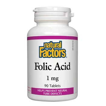 Natural Factors Folic Acid | Фолиева киселина 1 mg х 90 таблетки (REV 1270 NF)