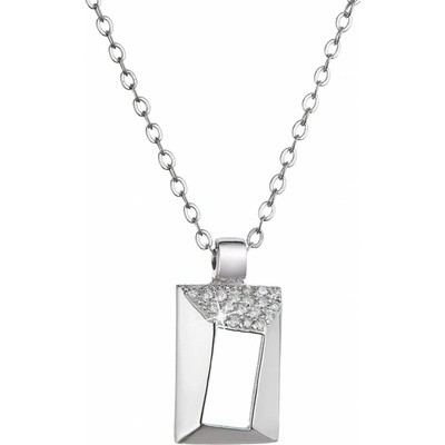 Evolution Group Strieborný náhrdelník obdĺžnik so zirkónmi 12055.1 crystal