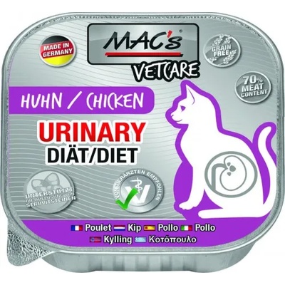 MAC's Mac’s VetCare Cat Urinary Adult GRAIN FREE, пастет за пораснали котки, БЕЗ ЗЪРНО, с уринарни проблеми, с пиле, 85 гр - Германия - 585VE