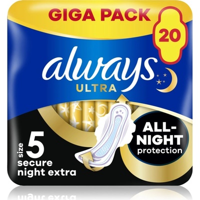 Always Ultra Secure Night Extra санитарни кърпи 20 бр